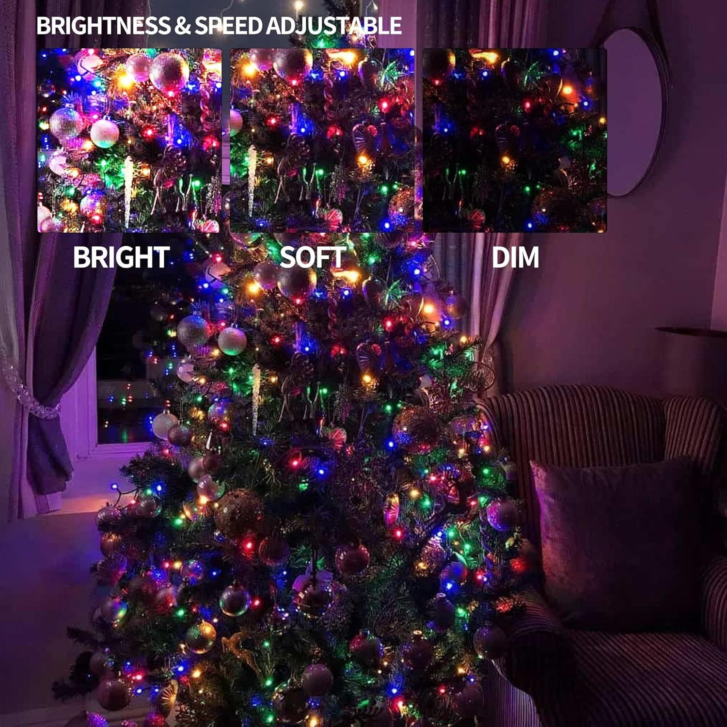 Dazzle Bright Color Changing Christmas Lights, 66ft 200 LED RGB String Lights with Remote & Timer, Fairy Lights for Indoor Outdoor Xmas Tree Party Wedding Halloween Decorations - Image 2