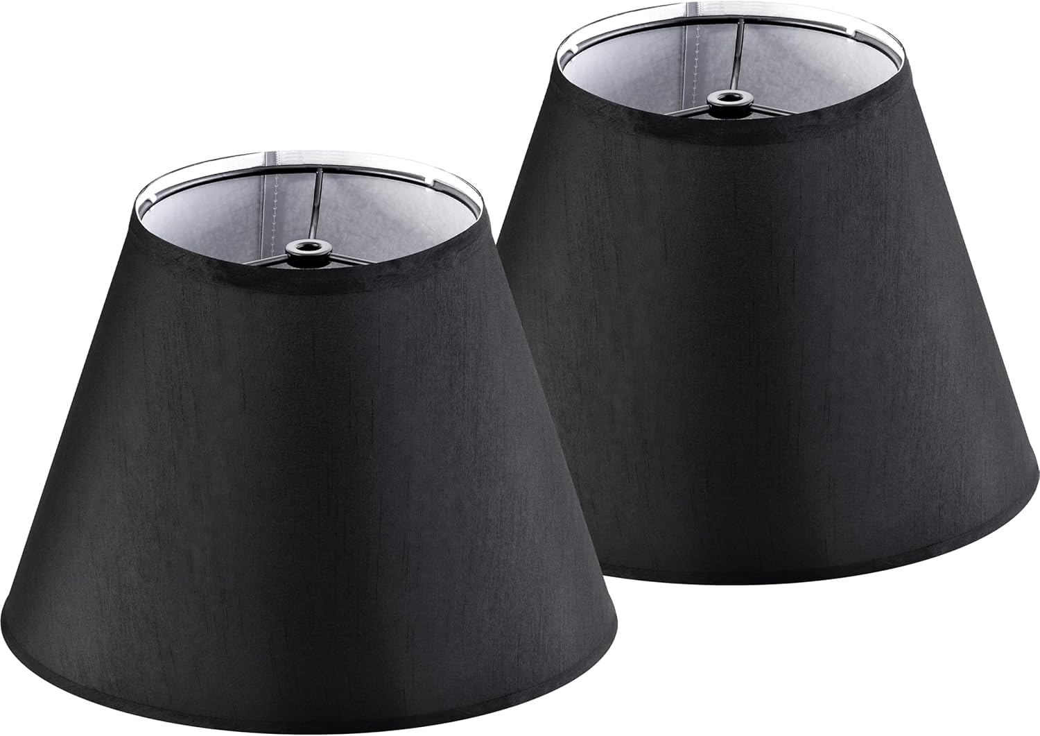 Black Lamp Shades Set of 2 Small Barrel Shades, Fabric Lampshade for Table and Floor Lamp, 5.5” Top x 10” Bottom x 7.2” Height, Spider Fitting, Handcrafted By GO&SO