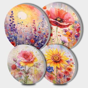 Tucocoo Stove Burner Covers, Abstract Floral Gas Stove Burner Covers Set of 4, 8 Inches and 10 Inches Stove Top Covers for Electric Stove Metal Stove Cover Gas Stove Top Covers, Flowers Kitchen Decor