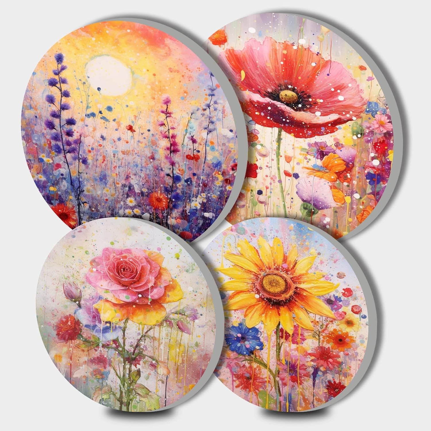 Tucocoo Stove Burner Covers, Abstract Floral Gas Stove Burner Covers Set of 4, 8 Inches and 10 Inches Stove Top Covers for Electric Stove Metal Stove Cover Gas Stove Top Covers, Flowers Kitchen Decor
