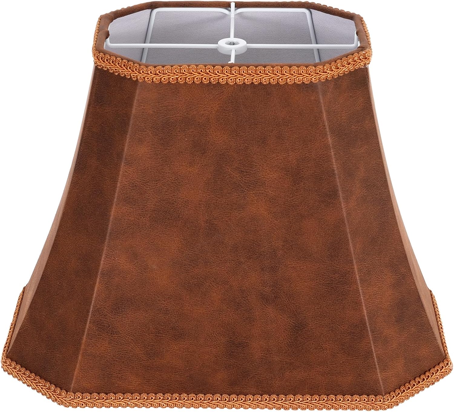 ALUCSET Bell Fabric Lampshade Cut Corner Brown Lamp Shade Replacement for Table Lamps and Floor Lamp, (6×8) X(9×14) X10.5″ Medium Suitable for Home Decor Easy Assembly Required Spider Fitter