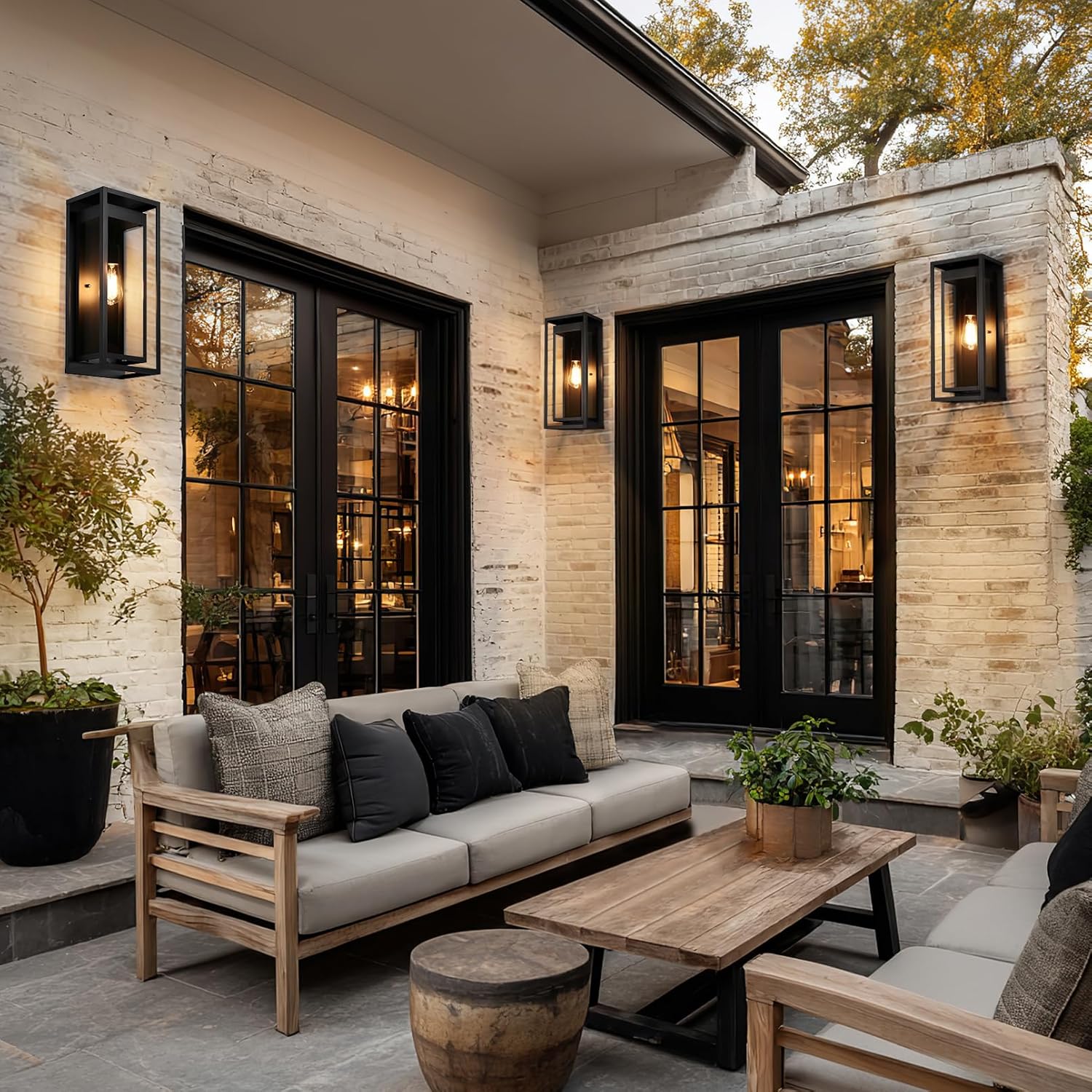 19" Outdoor Wall Lights, 2 Pack Large Size Matte Black Outdoor Sconce Lights with Clear Glass Shade, Waterproof Porch Lighting Exterior Light Fixture for Front Door, Garage - Image 7