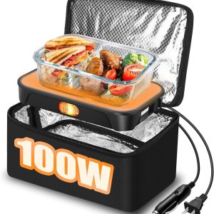 Portable Oven - 100W Fast Heating Food Warmer, 3-in-1 Electric Lunch Box & Lunch Warmer 12V/24V/110V - Mini Personal Microwave Oven for Car, Truck Driver, Office, Travel & Outdoor Use