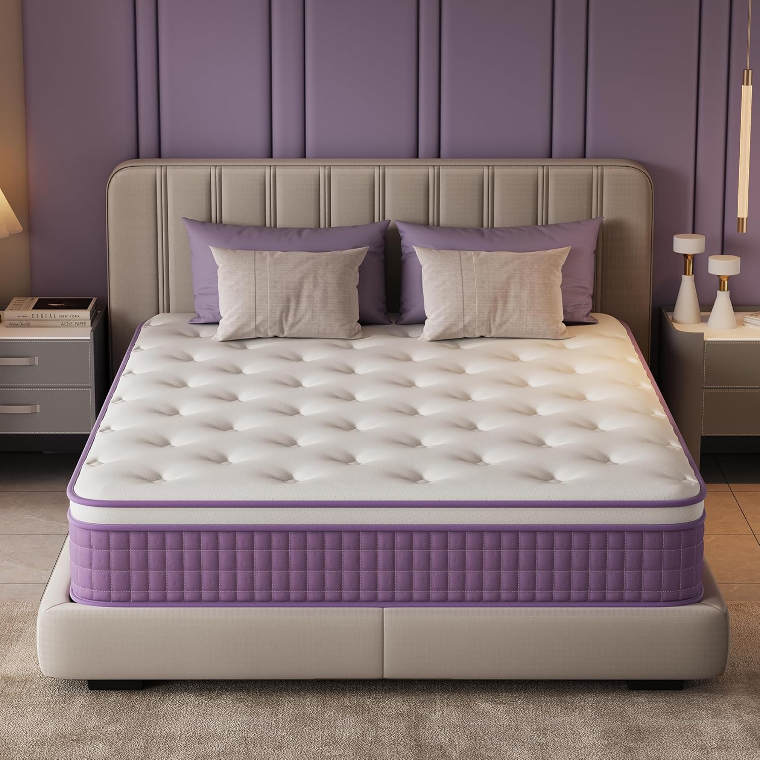 12 Inch Queen Mattress in a Box, Purple Hybrid Mattress with Gel Memory Foam and Pocket Springs for Motion Isolation, Pressure Relief & Cool Sleep, Medium Firm, CertiPUR-US Certified - Image 8