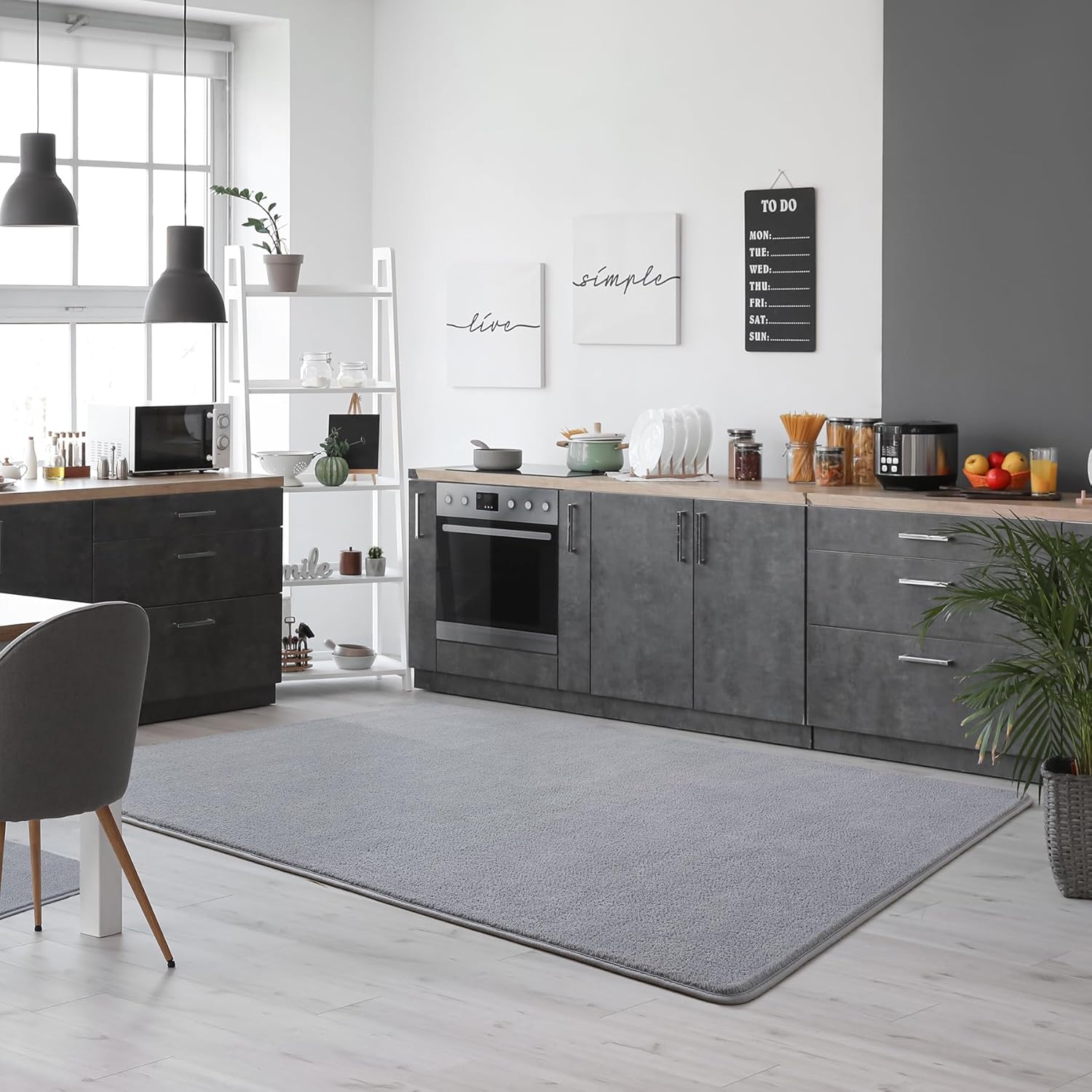 Keeko 4x6 Grey Area Rugs for Bedroom, Soft Modern Living Room Rug Indoor Non Slip Low Pile Washable Rug Fluffy Fuzzy Memory Foam Carpets Throw Rugs for Kids Nursery Classroom Dorm Room Decor - Image 7