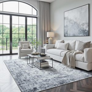 HOMORE Machine Washable Rug 6x9 Grey Rug for Living Room, Modern Neutral Rugs for Bedroom Non Slip Carpet for Kids Nursery Room, Gray Area Rugs for Dining Room Kitchen Dorm