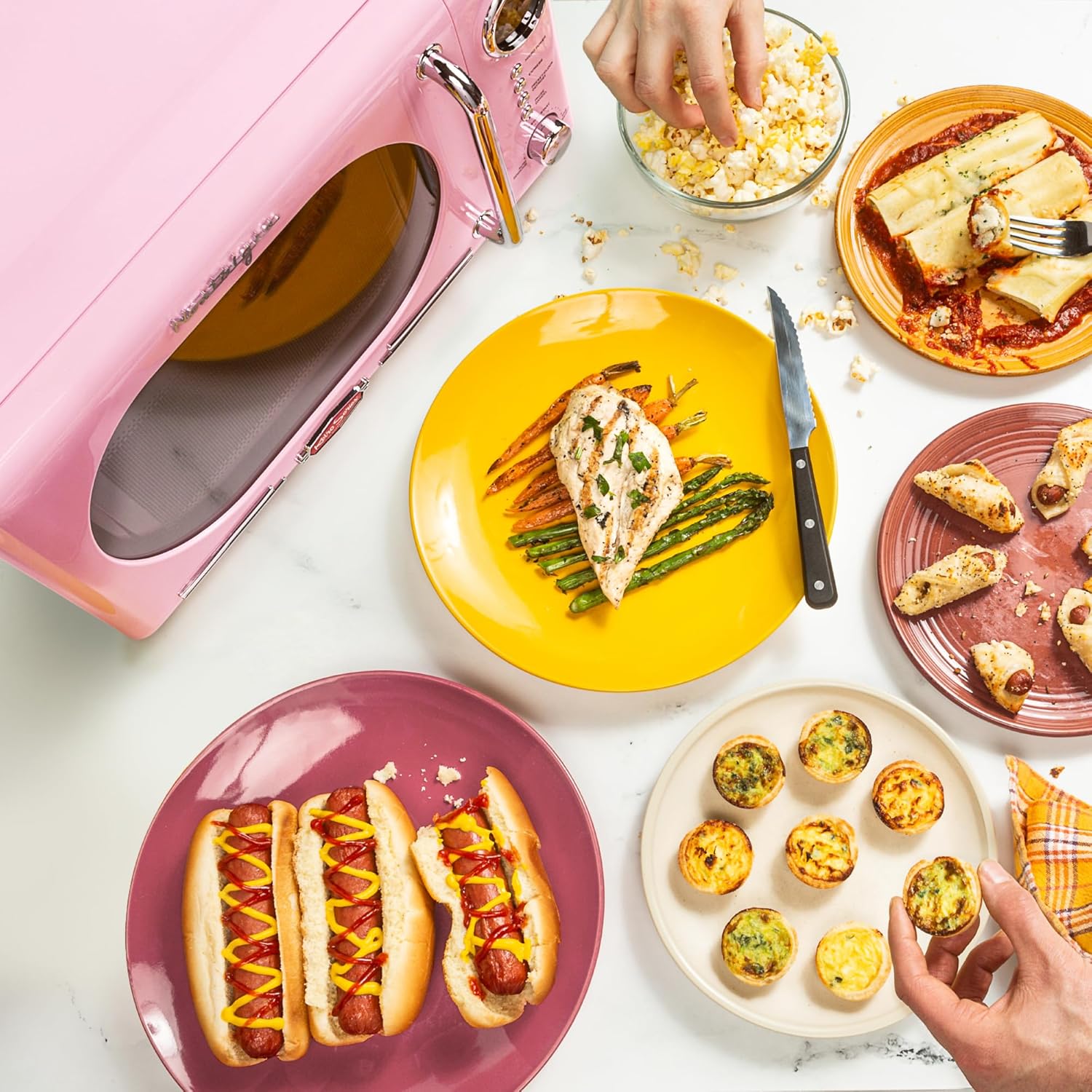 Nostalgia Retro Compact Countertop Microwave Oven - 0.7 Cu. Ft. - 700-Watts & Dreo Tower Fan for Bedroom, 24ft/s Velocity Quiet Floor Fan, 90° Oscillating Fans for Indoors - Image 4