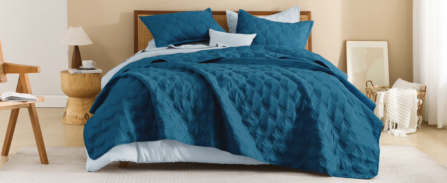teal blue quilt set