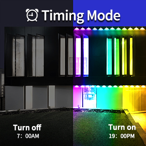 Yocrostar 100ft RGB Eaves Lights Timing the lights on and off at will