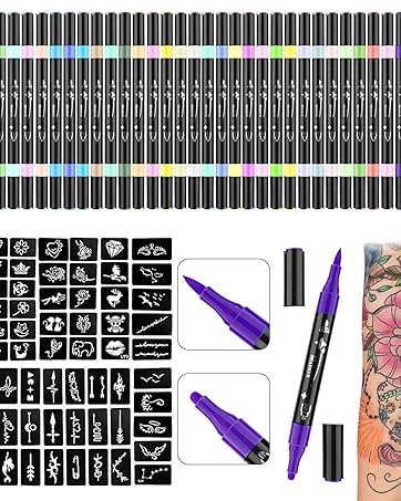 Ponhey 24 Temporary Tattoo Markers for Skin