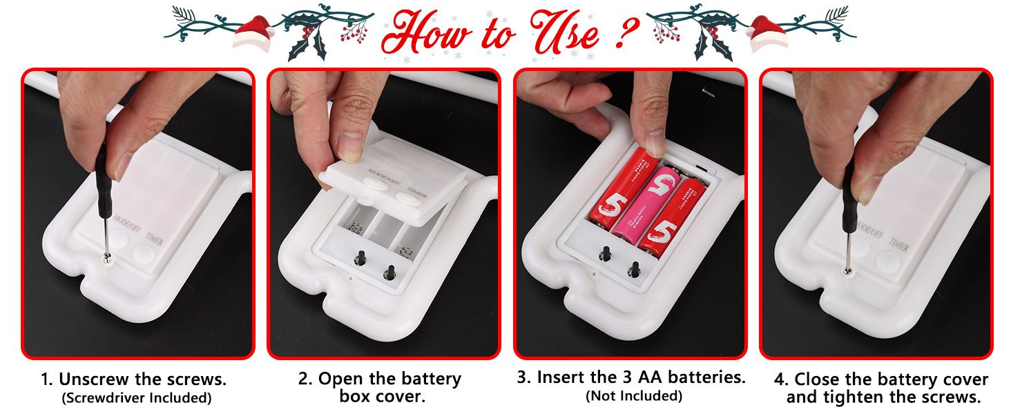 LED Christmas Tree Lights, 24 Inch Hanging Christmas Lights with 8 Modes