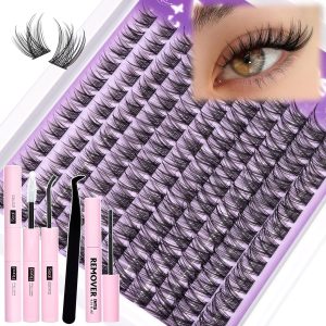 Natural Lash Clusters Kit Wispy Eyelash Clusters CC-Curly Cluster Eyelash Extensions 132 pcs Individual Lash Extensions DIY Lash Extension Kit with Lash Bond and Seal and Remover Lash Kit by Mavphnee