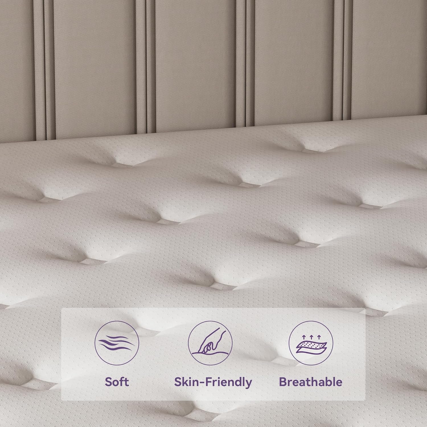 12 Inch Queen Mattress in a Box, Purple Hybrid Mattress with Gel Memory Foam and Pocket Springs for Motion Isolation, Pressure Relief & Cool Sleep, Medium Firm, CertiPUR-US Certified - Image 7