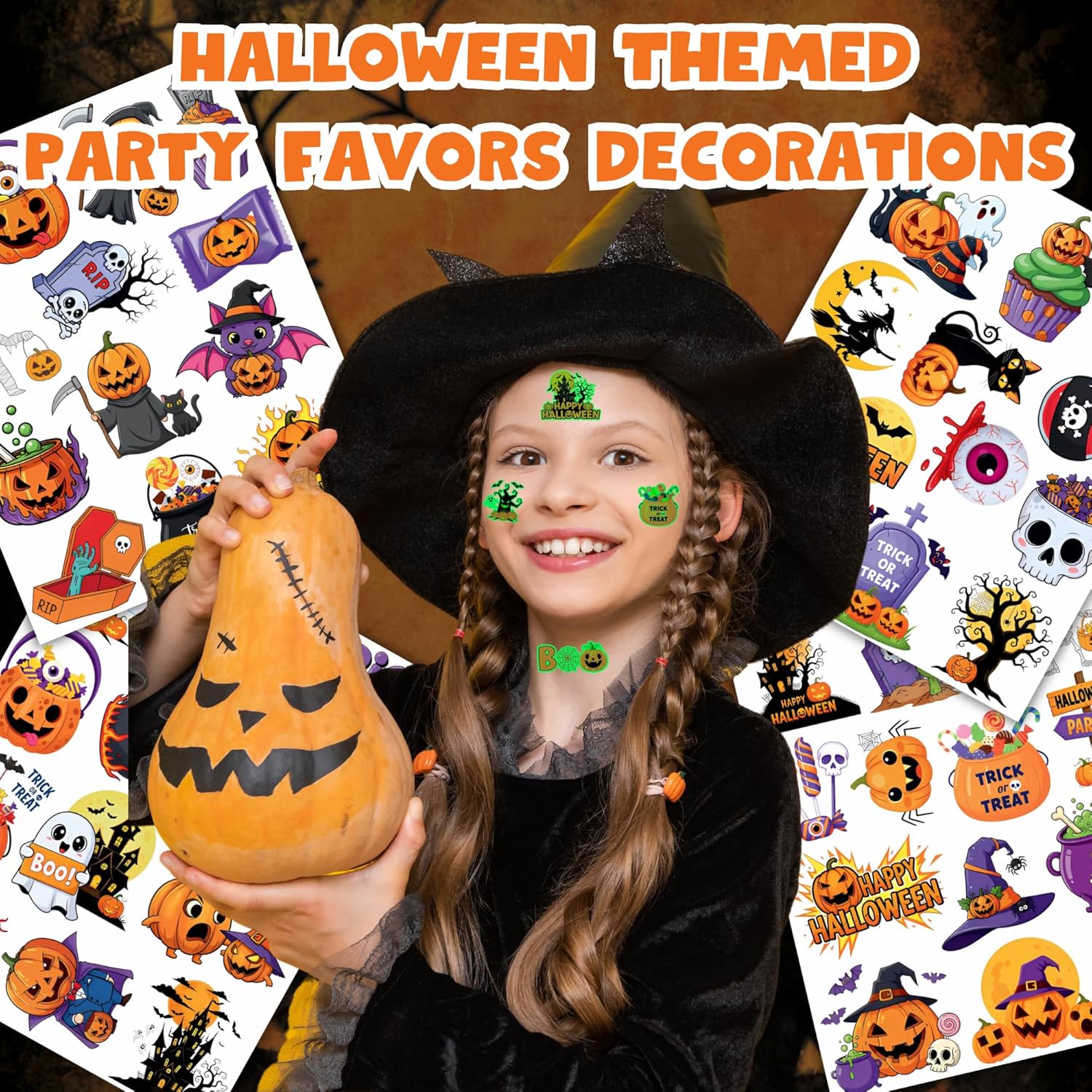 Luminous Halloween Temporary Tattoos for Kids - 50 Pieces Halloween Glow In The Dark Tattoos for Boys and Girls,Bulk Halloween Prizes Treat or Trick Party Favor Goody Bag Stuffers - Image 3