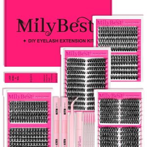 MilyBest 4 Styles Lash Clusters Kit 864Pcs Eyelash Clusters Lash Kit Volume Lashes Clusters D Curl DIY Individual False Eyelashes with 2 Bond&Seal Wispy Bulk Cluster Eyelash Extensions Kit De Pestañas