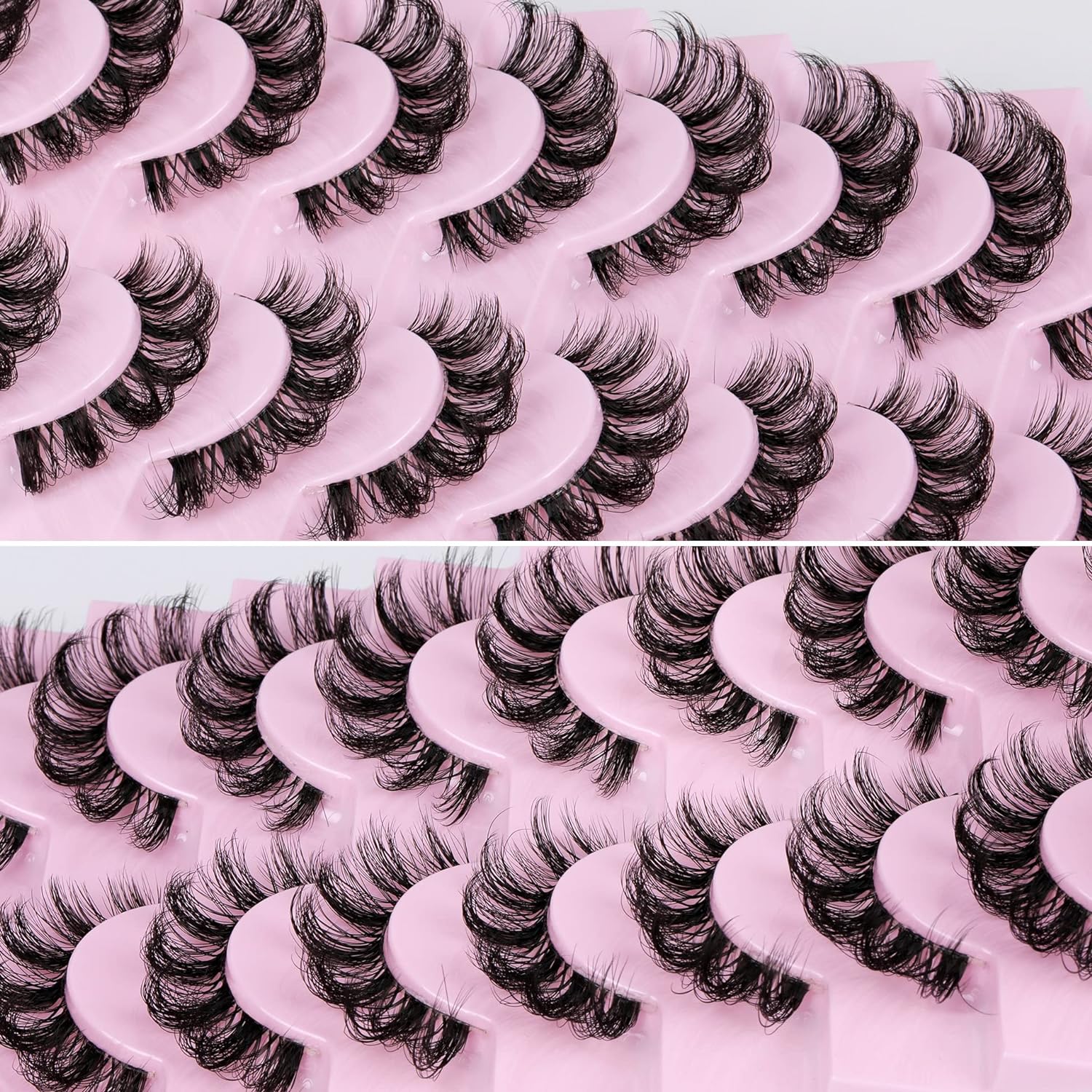 ALPHONSE Russian Lashes Clear Band False Eyelashes Natural Look D-Curly Fake Lashes Russian Strip Faux Mink Eyelashes 9 Pairs Pack - Image 3