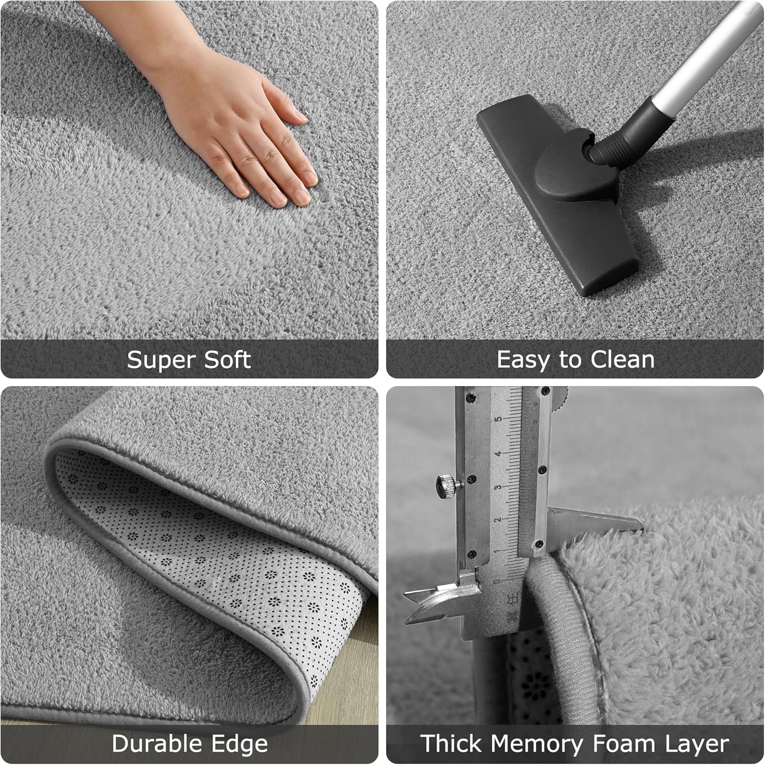 Keeko 4x6 Grey Area Rugs for Bedroom, Soft Modern Living Room Rug Indoor Non Slip Low Pile Washable Rug Fluffy Fuzzy Memory Foam Carpets Throw Rugs for Kids Nursery Classroom Dorm Room Decor - Image 8