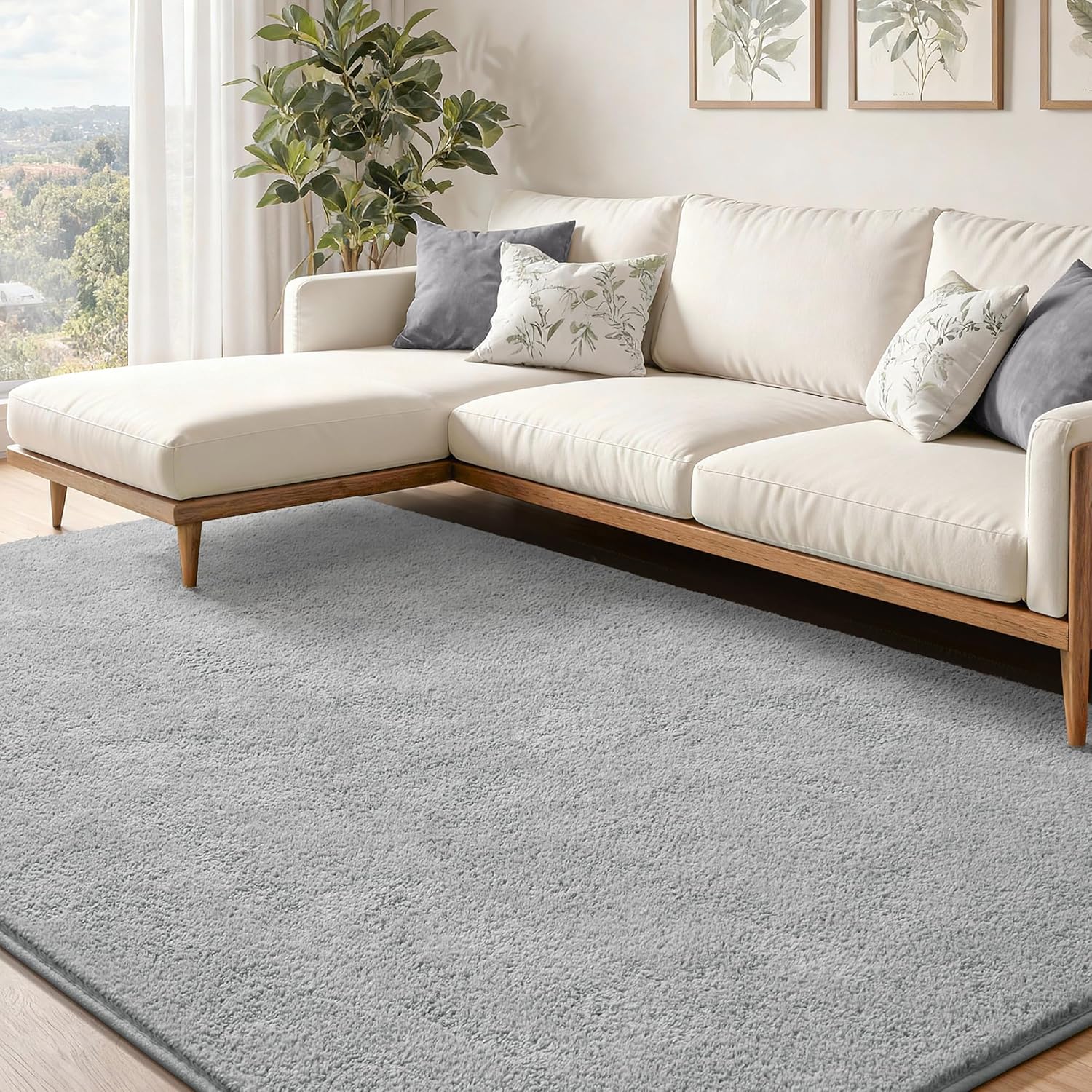 Keeko 4x6 Grey Area Rugs for Bedroom, Soft Modern Living Room Rug Indoor Non Slip Low Pile Washable Rug Fluffy Fuzzy Memory Foam Carpets Throw Rugs for Kids Nursery Classroom Dorm Room Decor - Image 5