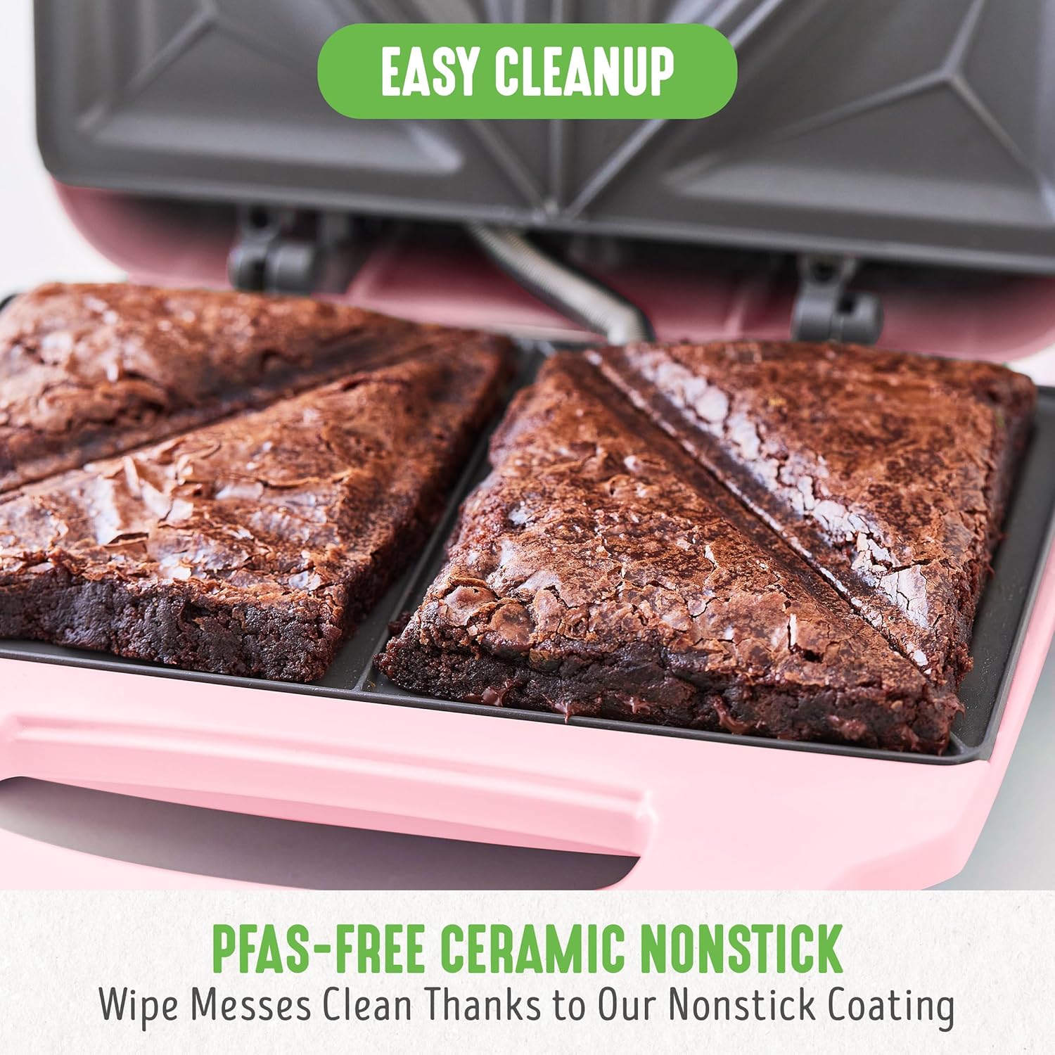 GreenLife Pro Electric Panini Press Grill and Sandwich Maker, Healthy Ceramic Nonstick Plates,Easy Indicator Light, PFAS-Free, Pink - Image 6