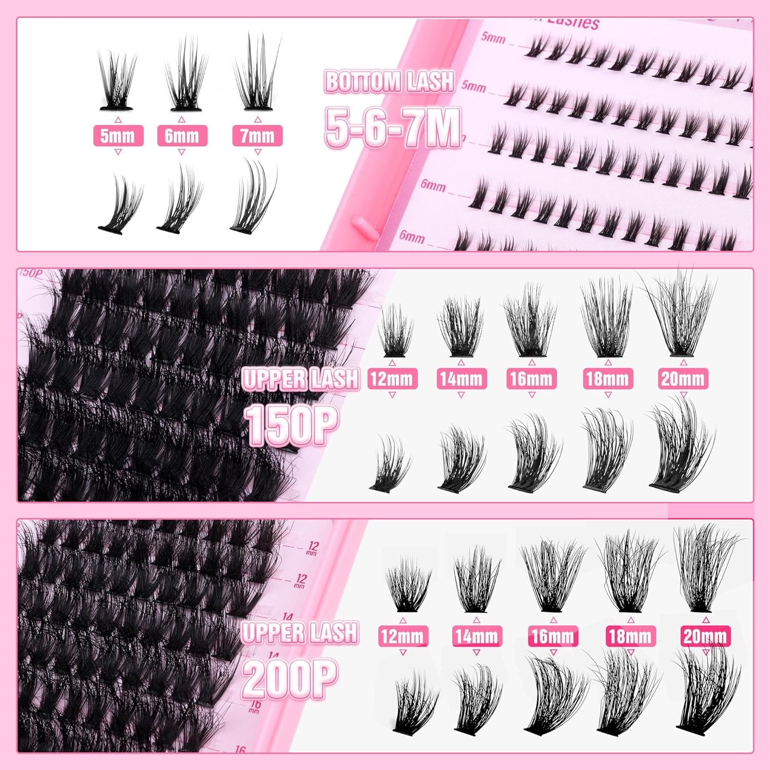 Fluffier Lash Clusters 150D 200D Thick Eyelash 12-20mm Cluster Eyelash Extensions 320pcs Individual Lashes DIY Salon Effect Lash Extension Clusters for Beginners (150D+200D, 12-20mm) - Image 6