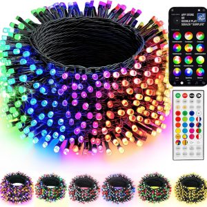 Dazzle Bright Smart Color Changing Christmas Lights, 66FT 200 LED RGB String Lights with Remote & App Controlled, Halloween Decorations for Indoor Outdoor Holiday Xmas Tree Party Decor