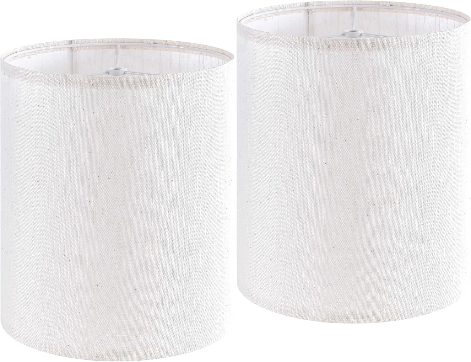 Tall Drum Lamp Shades Set of 2 Medium Beige Bamboo Knot Linen Textured Lampshade 9.8“Top x 9.8“Bottom x 11.8“High(Spider) Farmhouse Lamp shade for Table & Bedside Lamp