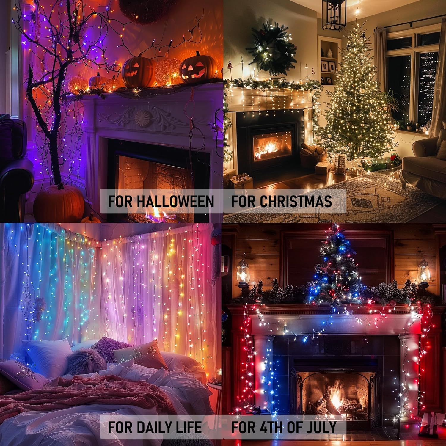 Dazzle Bright Color Changing Christmas Lights, 66ft 200 LED RGB String Lights with Remote & Timer, Fairy Lights for Indoor Outdoor Xmas Tree Party Wedding Halloween Decorations - Image 3