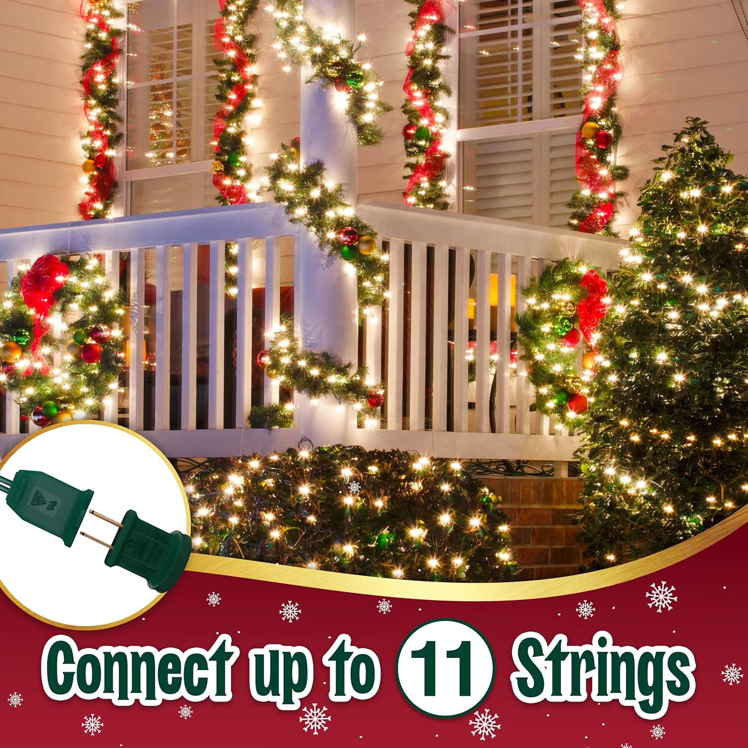 Clear Warm White Christmas Tree Lights - 6.3 ft String of 35 Incandescent Mini Bulbs Multifunctional Lighting Modes, for Decorative, Bedroom, Outdoor, Xmas Twinkle Lights with Green Wire Total 6.6 ft - Image 4