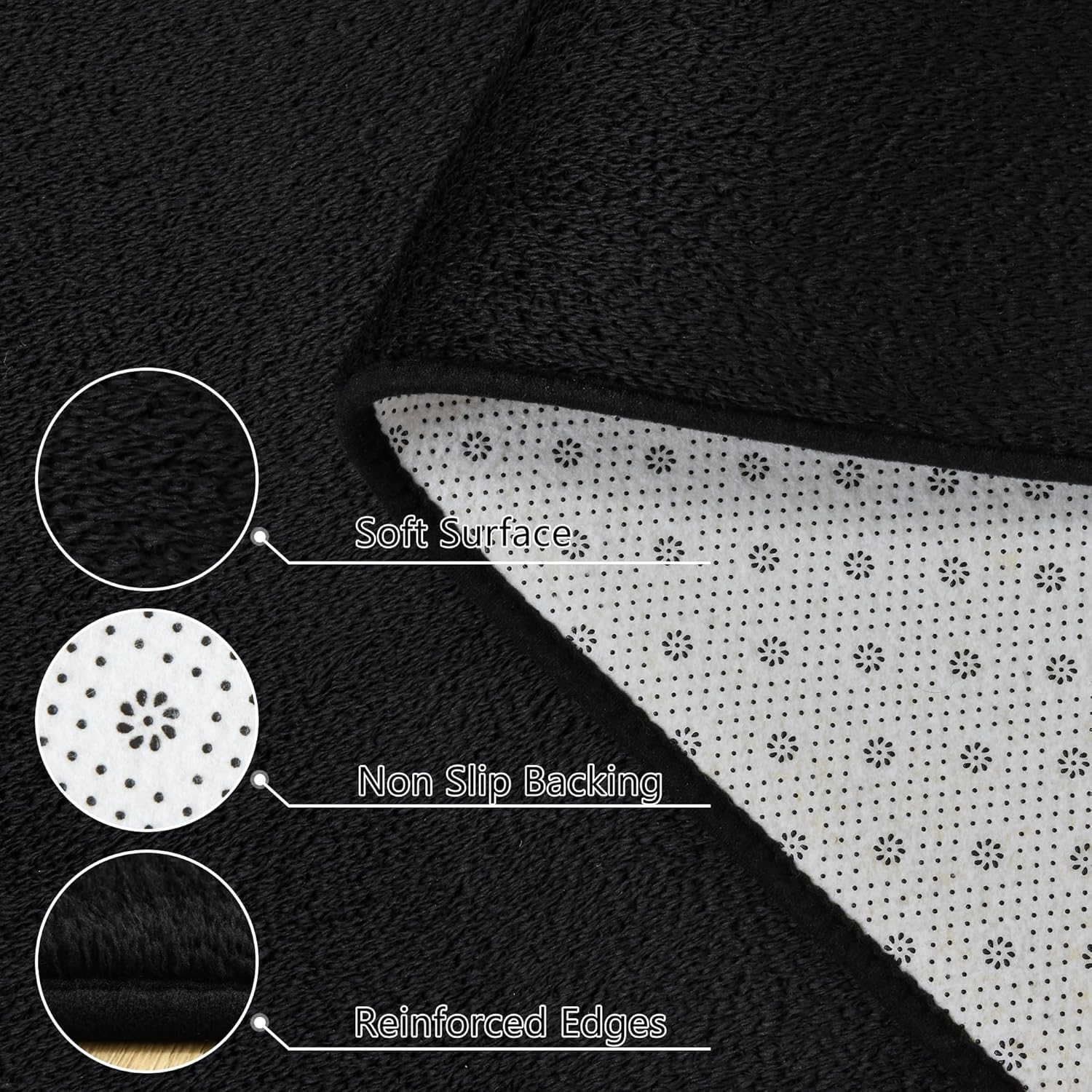 Foxmas 4x6 Area Rugs for Bedroom Living Room, Black Soft Thickened Memory Foam Carpet, Non-Slip Washable Indoor Modern Minimalist Shaggy Rug for Boys Girls Dorm Home Decor - Image 7