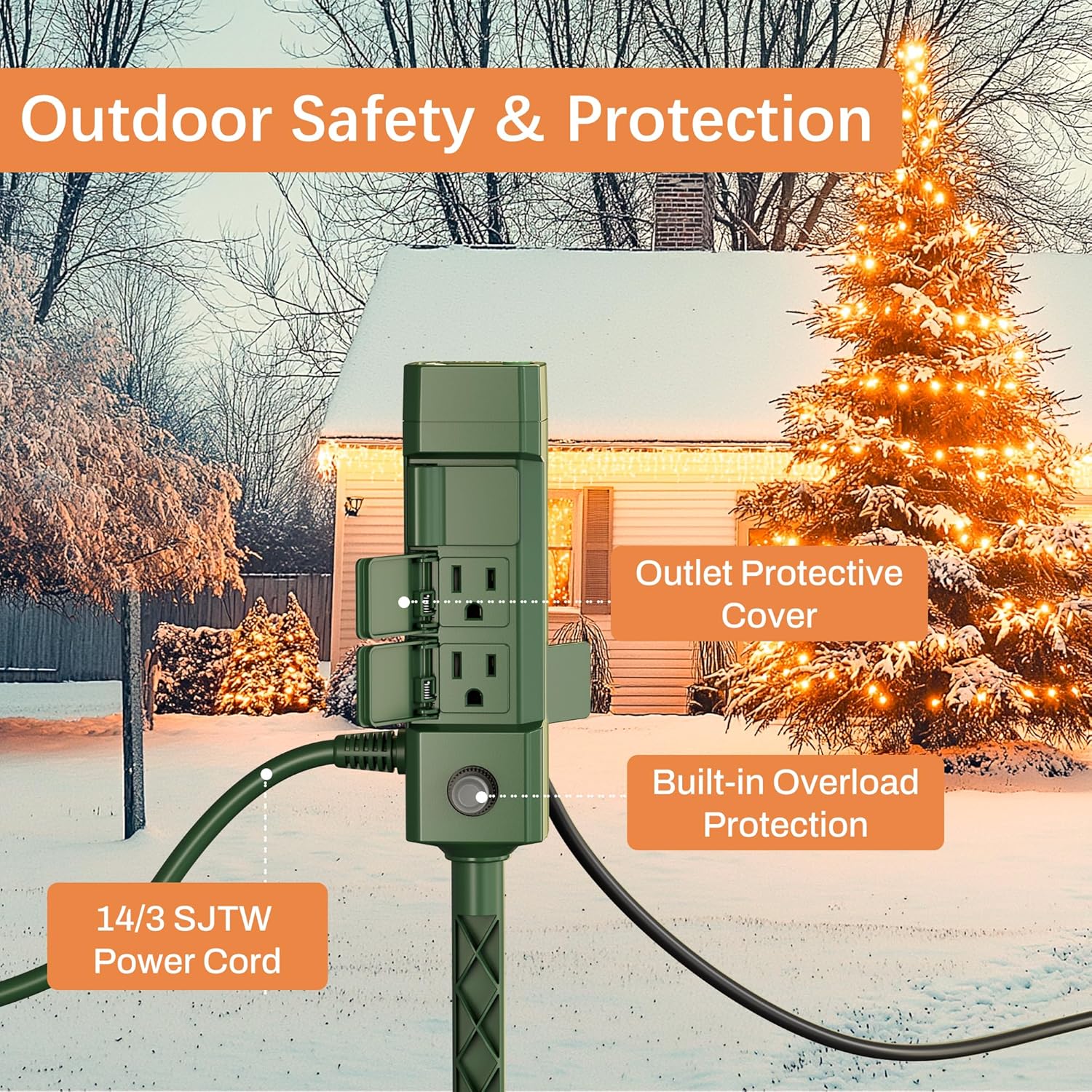 BN-LINK Outdoor Power Stake Timer 25FT Extension Cord Waterproof, Remote Control Photocell Dusk to Dawn Light Timer, 6 Grounded Outlets for String Lights & Christmas Decorations, ETL - Image 4