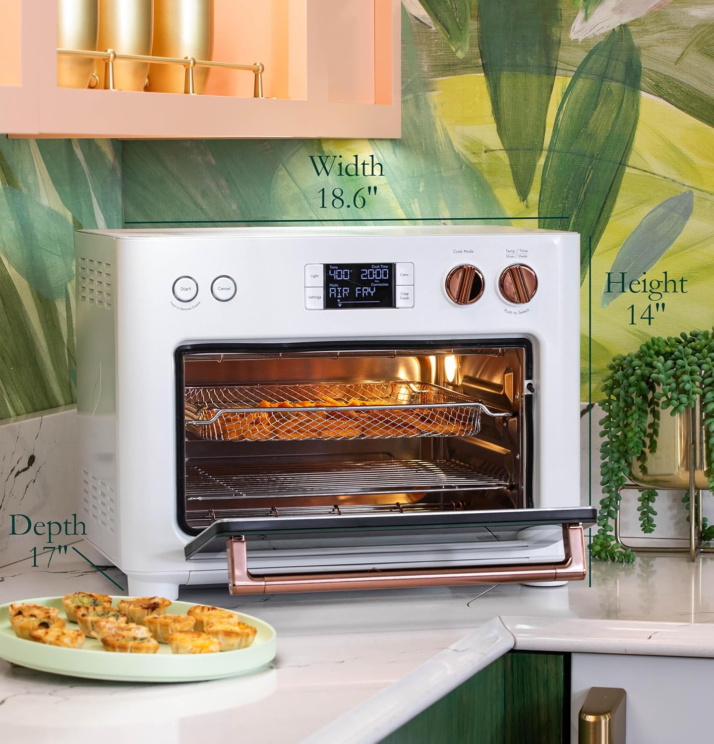 Café Couture Oven with 14 essential cooking modes, including Air Fry, CrispFinish, Bake, Broil, Roast, Toast, Pizza, WiFi & Smart Connected, Voice Control, Countertop Small Appliances, Matte White - Image 2