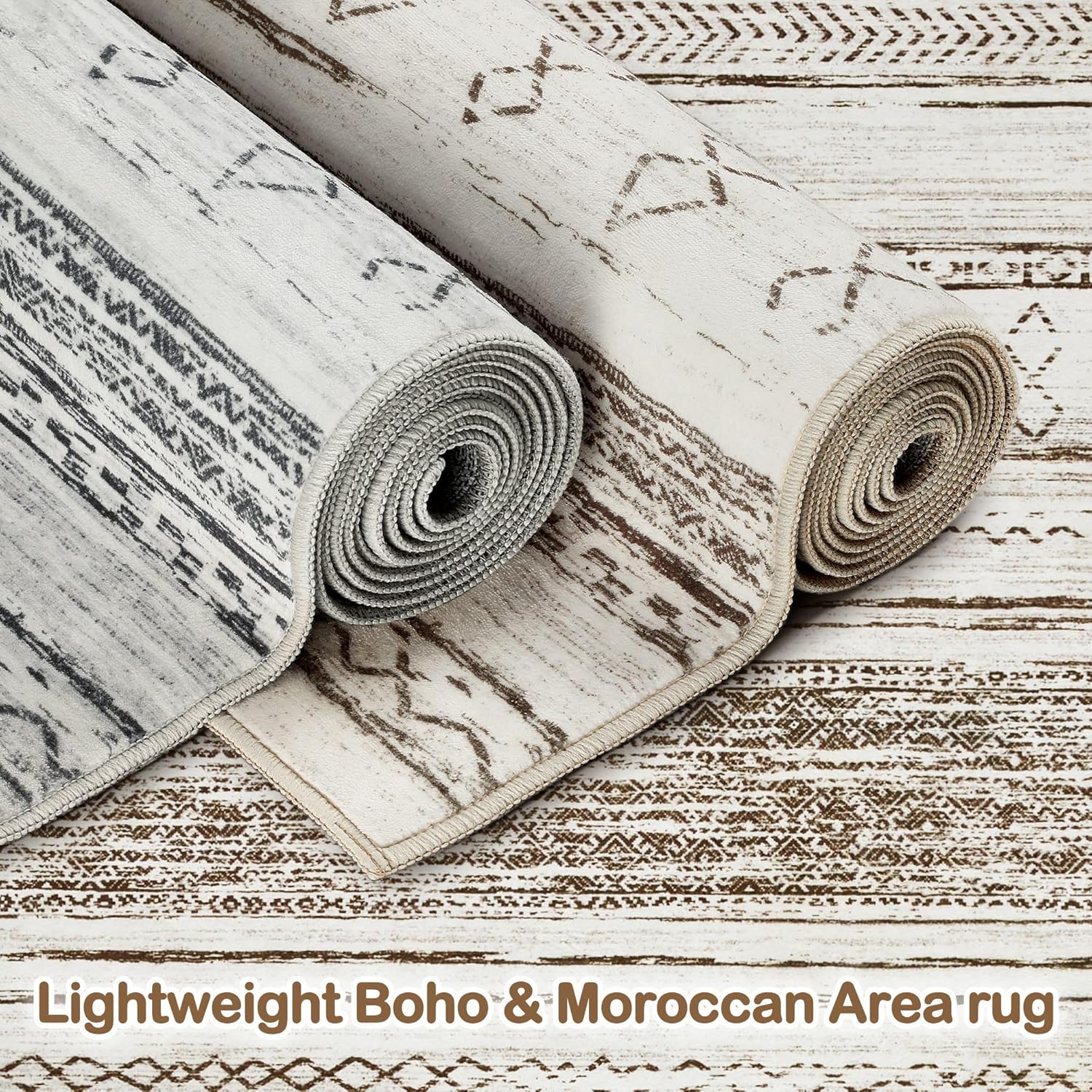 Tortania Area Rug Living Room Rugs - 5x7 Washable Large Soft Neutral Boho Moroccan Bohemian Farmhouse Rug Indoor Floor Carpet for Bedroom Under Dining Table Home Office Decor - Cream Brown - Image 5