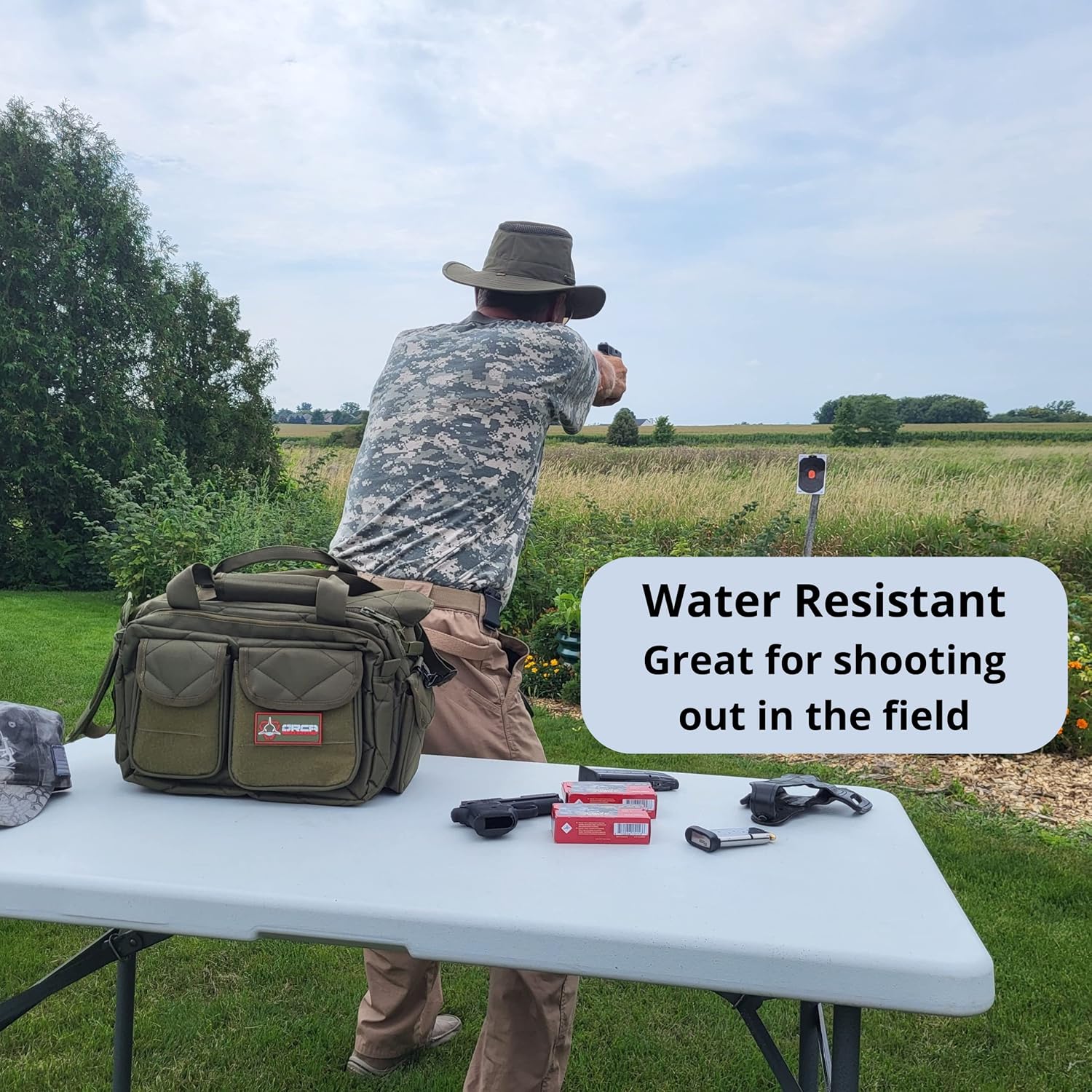 Gun Range Bag for Shooting – 3+ Compact Pistol Revolver Range Bag for Handguns and Ammo – Self Standing Gun Bag – Handguns Bag with Durable Double Stitching Lockable YKK Zippers - Image 6