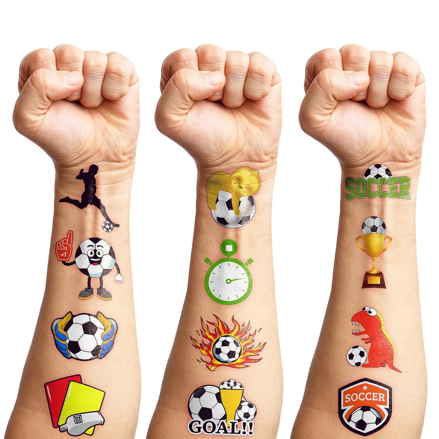 96 PCS Soccer Ball Pre-Cut Temporary Tattoos Themed Birthday Party Decorations Favors Supplies Decor Europa World Cup Football Sports Player Tattoo Stickers Gifts For Game Boys Girls Class (Normal) - Image 7