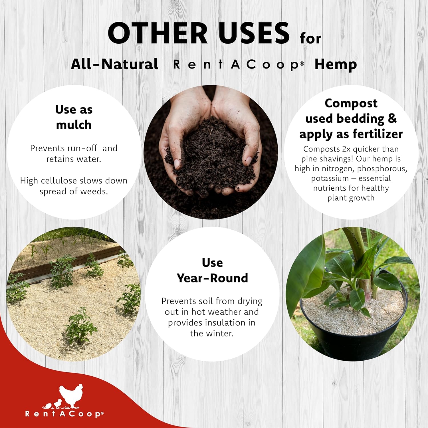 RentACoop Extra-Soft Premium Hemp Bedding (300L) for Chicken Coops, Nesting Boxes, Rabbits, Guinea Pigs, Hamsters, Reptiles, Horses & More – Super Absorbent, Low Dust, Odor Control - Image 8