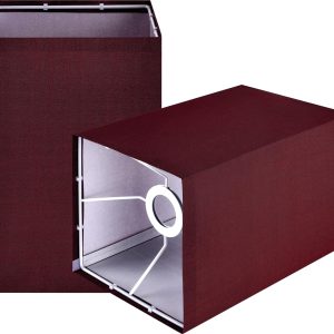 GO&SO L6.3"x W6.3"x H9.84" UNO Spider Burgundy Square Lamp Shade Set of 2 Small Fabric Easy-Installation for Living Room/Bedroom | Fit Pendant Lamp |Wall Lamp,Table Lamps Lighting Fixtures Classic