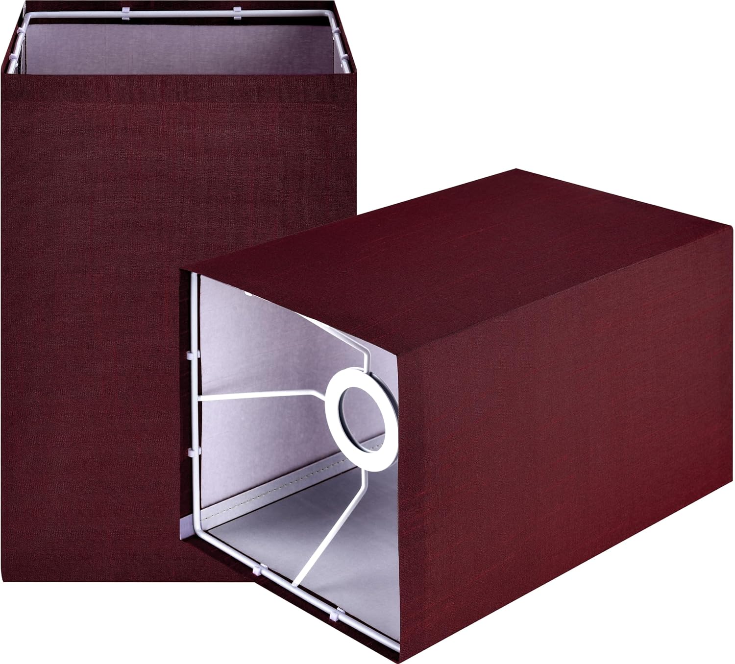 GO&SO L6.3″x W6.3″x H9.84″ UNO Spider Burgundy Square Lamp Shade Set of 2 Small Fabric Easy-Installation for Living Room/Bedroom | Fit Pendant Lamp |Wall Lamp,Table Lamps Lighting Fixtures Classic