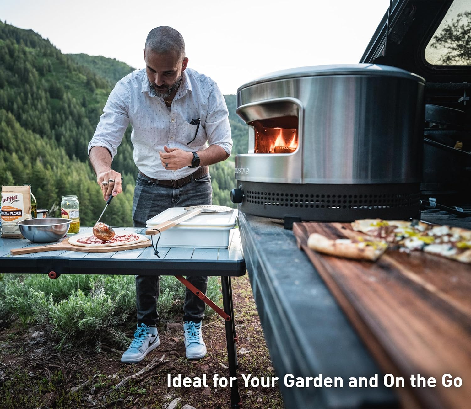 Solo Stove Pi Prime Pizza Oven Outdoor - Gas Pizza Oven Propane - Portable with Cordierite Stone Cooking Surface - Demi-Dome Design - Wide-Mouthed Opening - Stainless Steel - Image 6