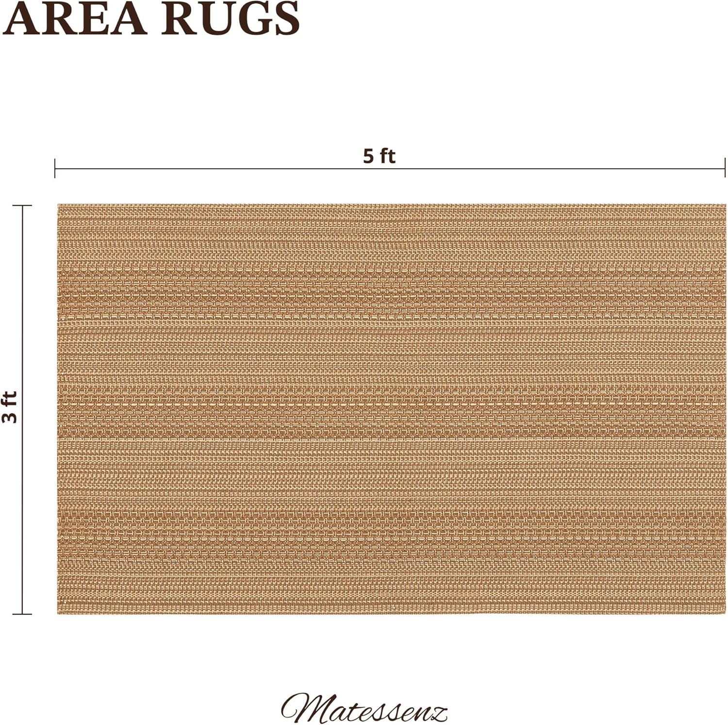 3x5 ft Area Rug - Machine Washable Non-Slip Boho Rug for Living Room, Woven Rug for Bedroom, Dining Room, Home Office - Soft, Lightweight, Stain-Resistant, Soundproof - Light Taupe Brown - Image 2