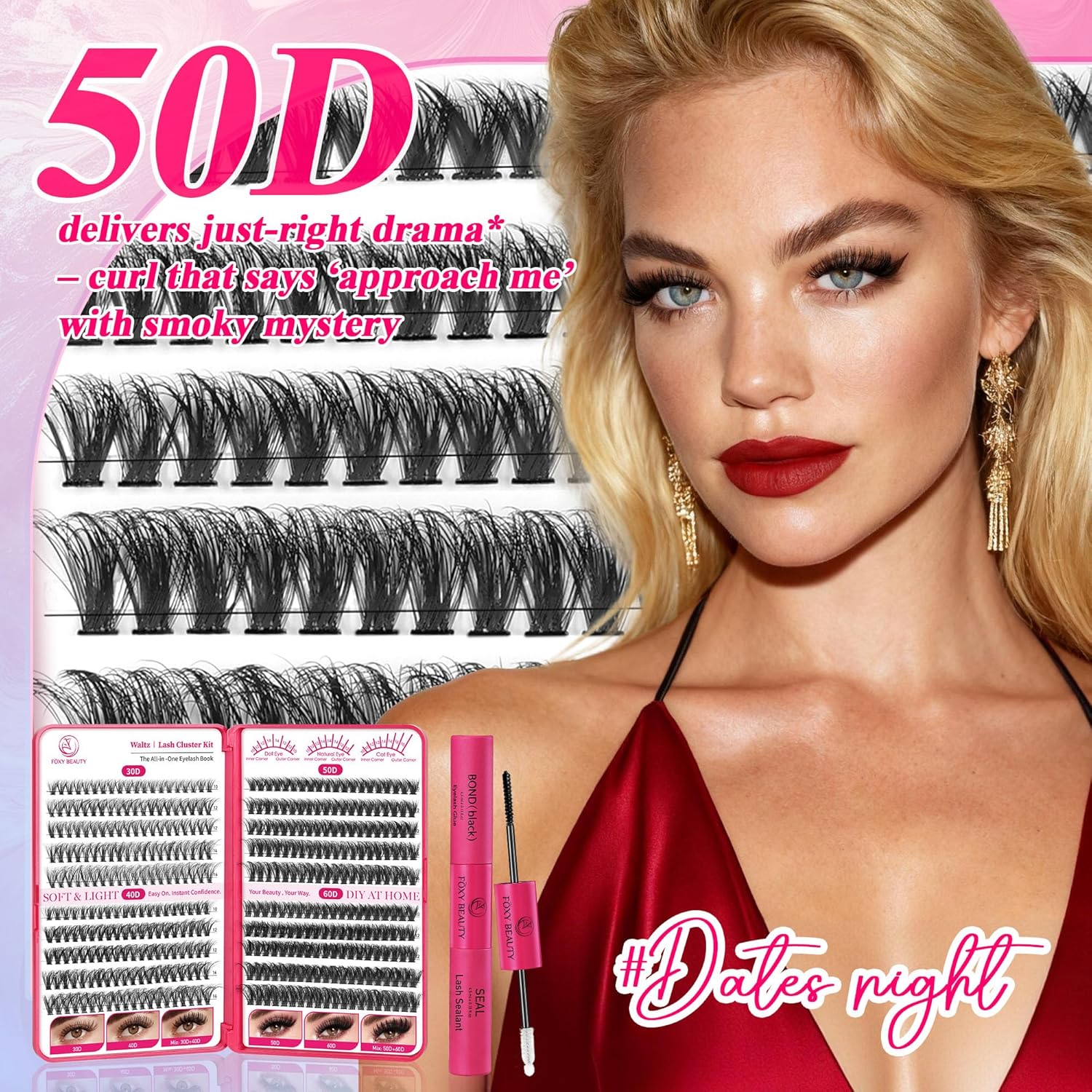 Waltz Lash Clusters Kit - Lash Clusters Lash Extension Kit with Bond and Seal Eyelash Cluster 30D40D50D60D-0.07 D Curl lashes Eyelash Extension Kit DIY at Home - Image 9