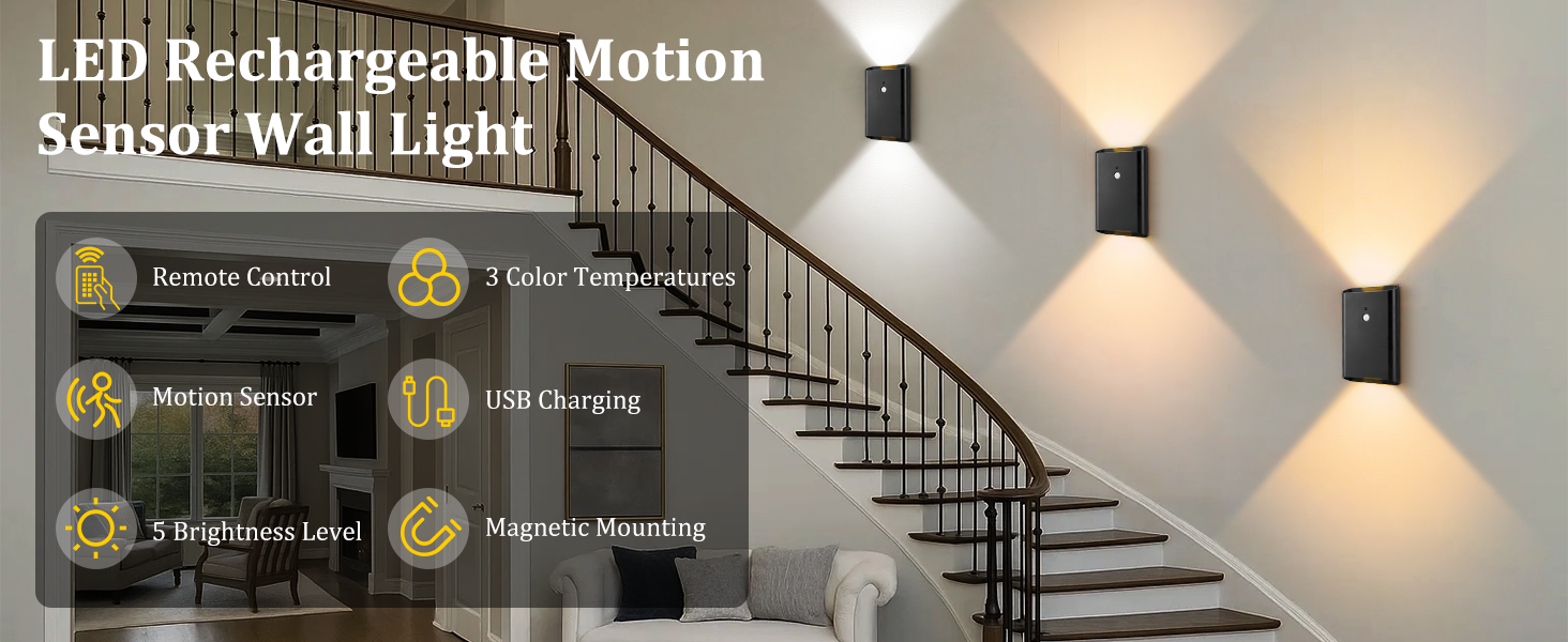 Rechargeable Motion Sensor Wall Sconce