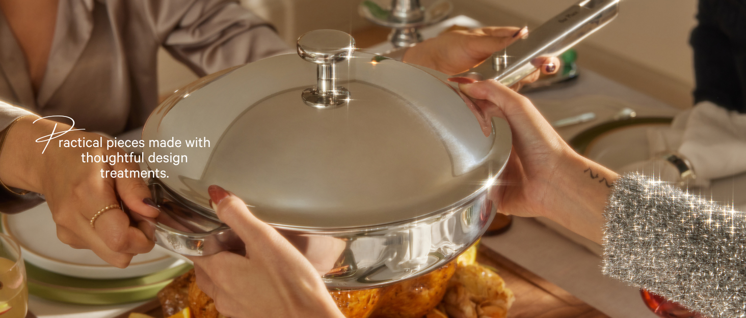 Always Pans and Spatula on checkered backdrop