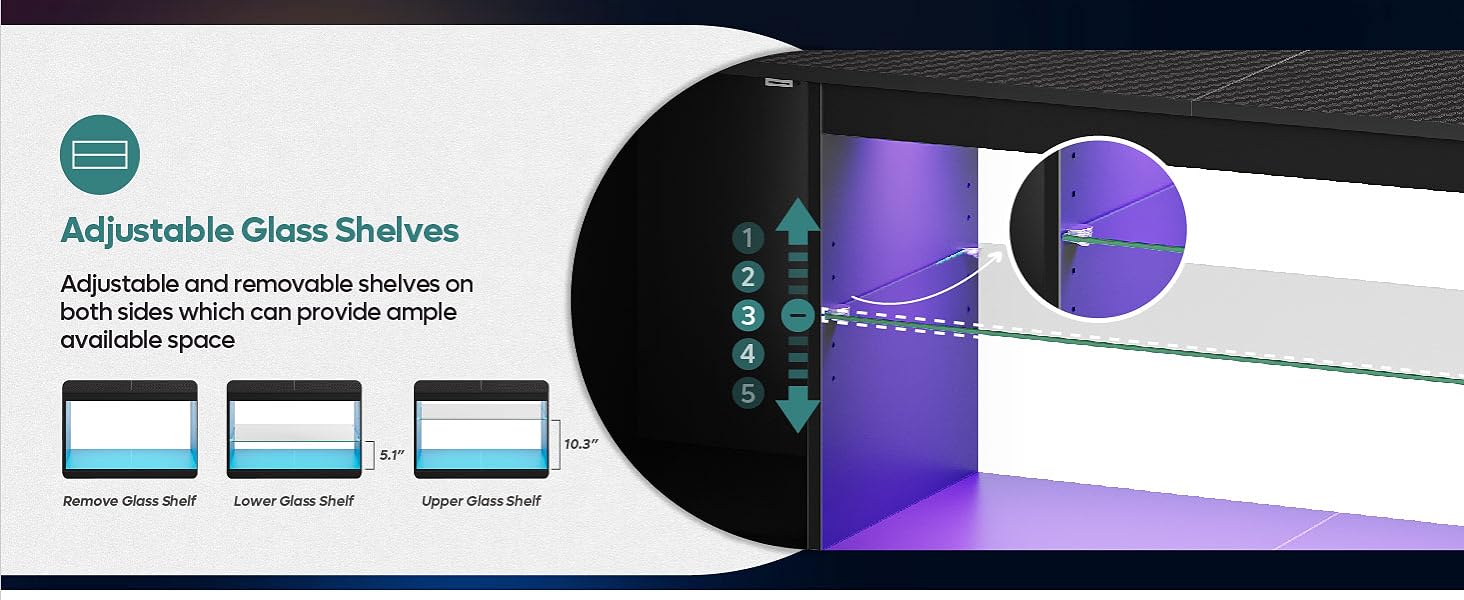 adjustable glass shelves