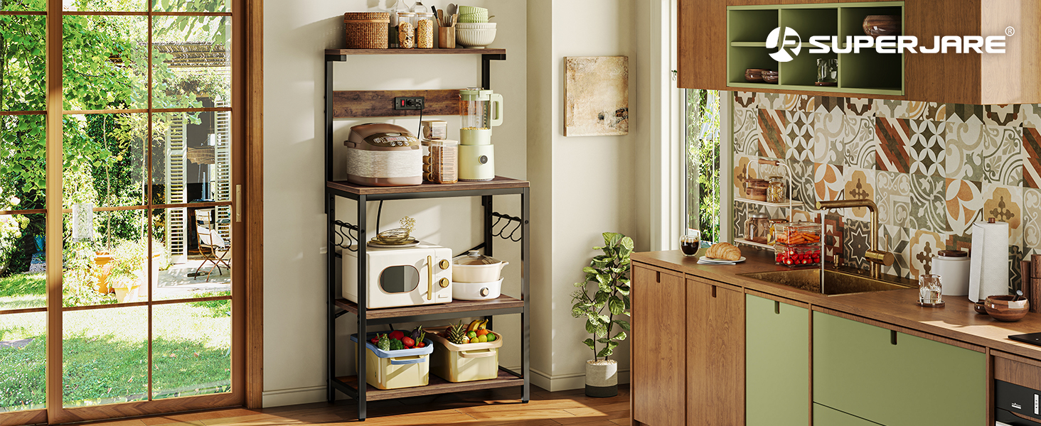 baker's rack microwave stand coffee bar