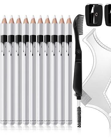 12Pcs Barber Pencil with 2 Sharpener 1 Sharpener Ruler Brush