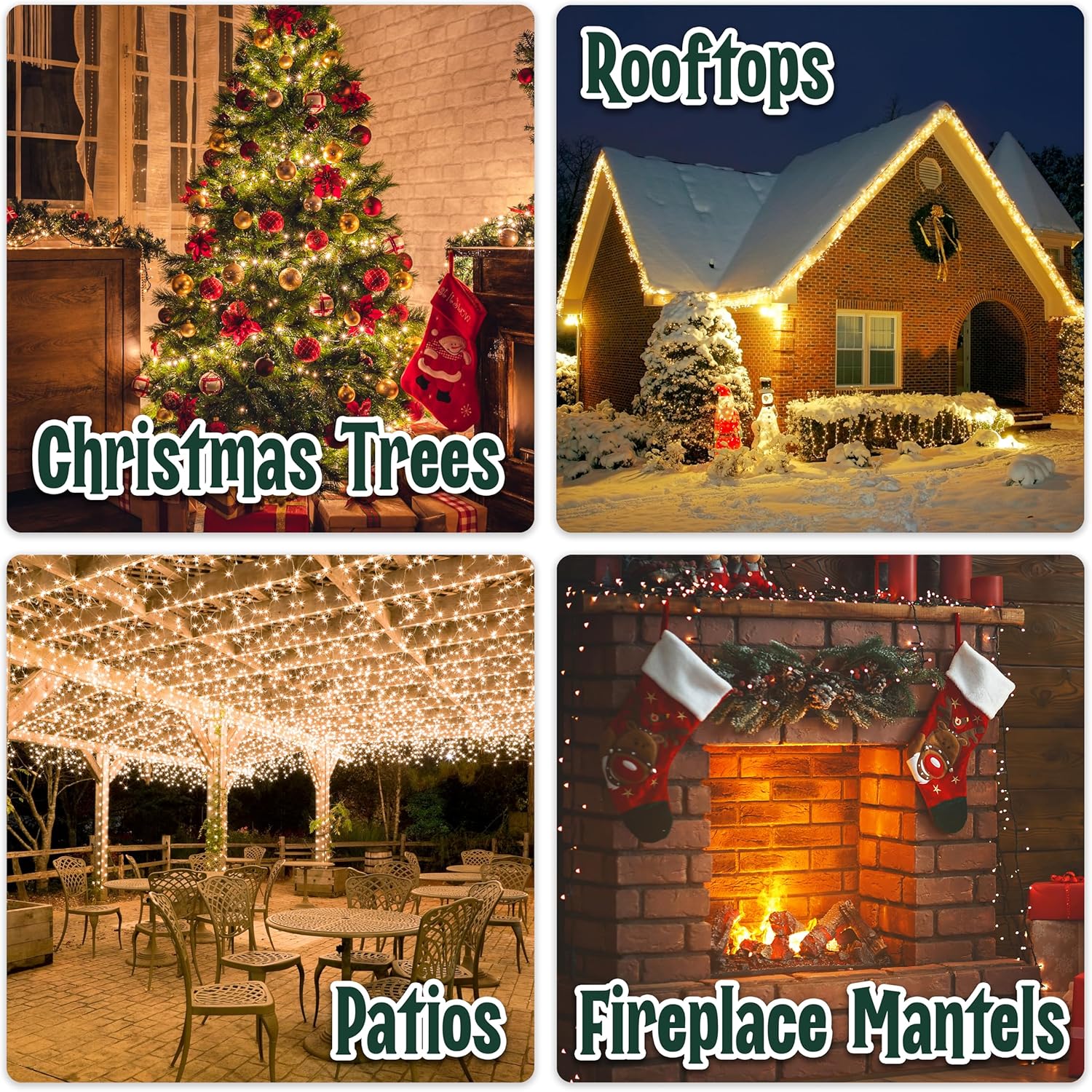 Clear Warm White Christmas Tree Lights - 6.3 ft String of 35 Incandescent Mini Bulbs Multifunctional Lighting Modes, for Decorative, Bedroom, Outdoor, Xmas Twinkle Lights with Green Wire Total 6.6 ft - Image 3