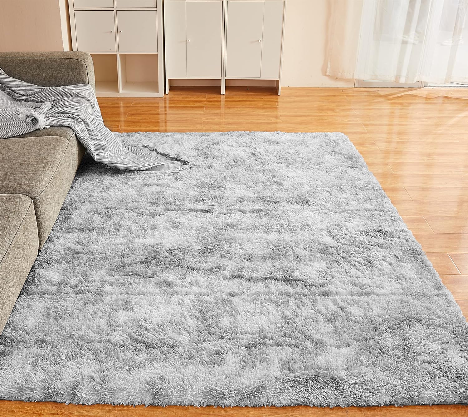YOBATH Fluffy Shag Area Rugs 5x7 for Living Room Bedroom, Soft Fuzzy Shaggy Carpet Rugs for Girls Boys Kids Indoor Floor Nursery Home Decor, Light Grey - Image 2
