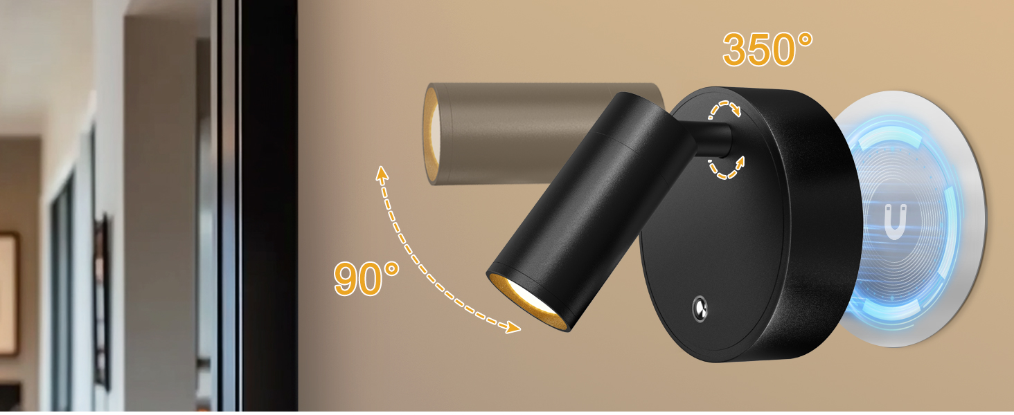 A mini wall lamp with adjustable light direction