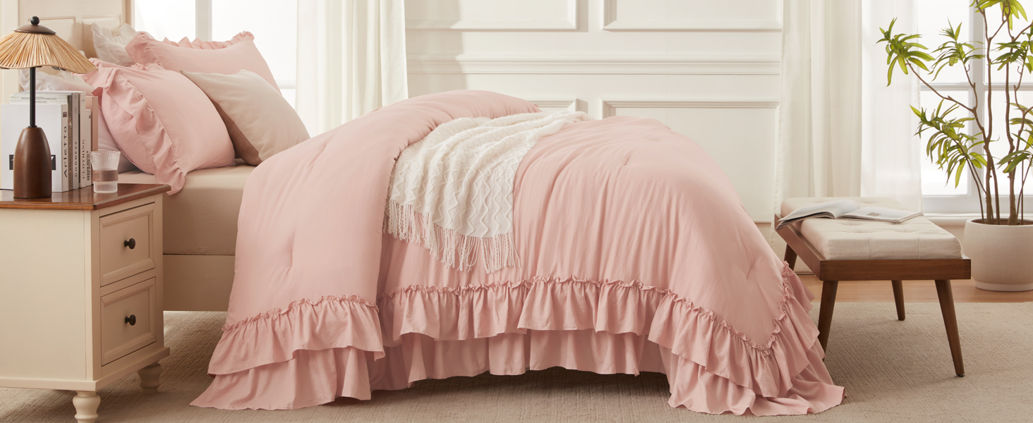 D Ruffle Comforter Blush
