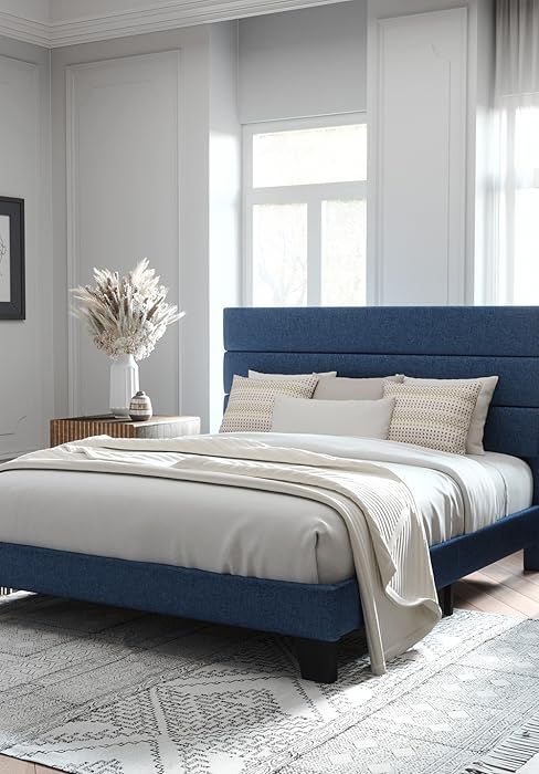 Fabric upholstered bed frame